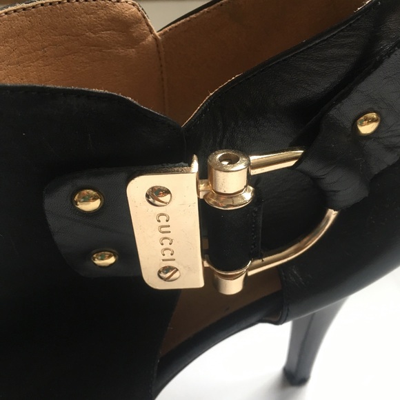Gucci Platform Heels Pumps Gold Stud Suede Leather - Picture 5 of 8